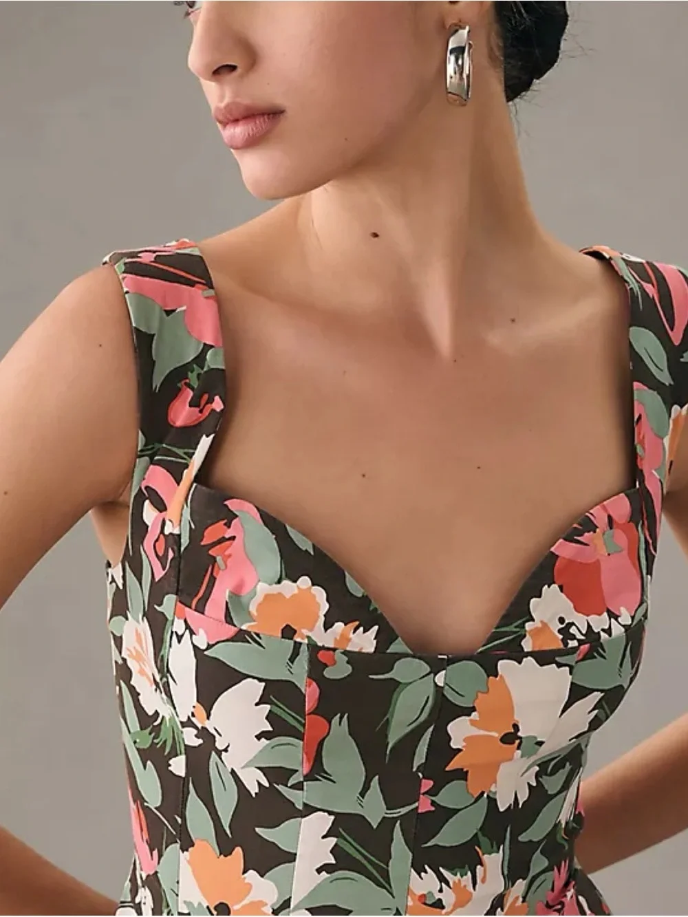 Anthropologie Sweetheart Floral Mini Dress Black Medium NWT Weekend Garden Party - Picture 4 of 15
